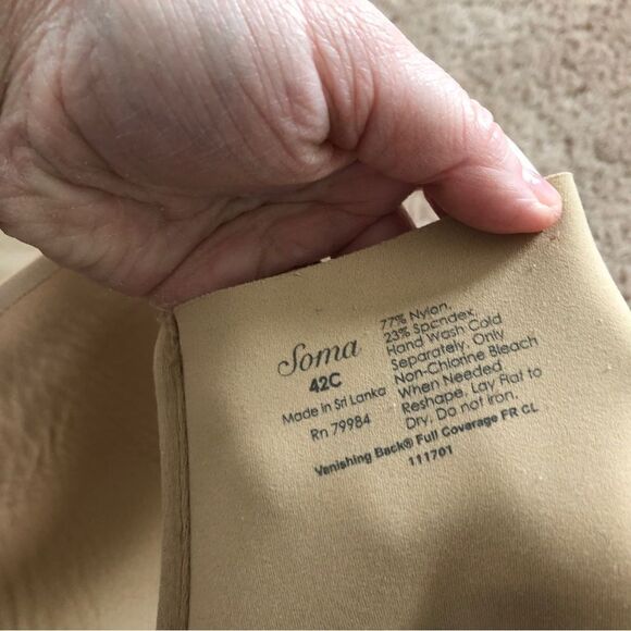 Soma Vanishing Back Full Coverage Front Close Bra 42C Nude Tan - Picture 8 of 9